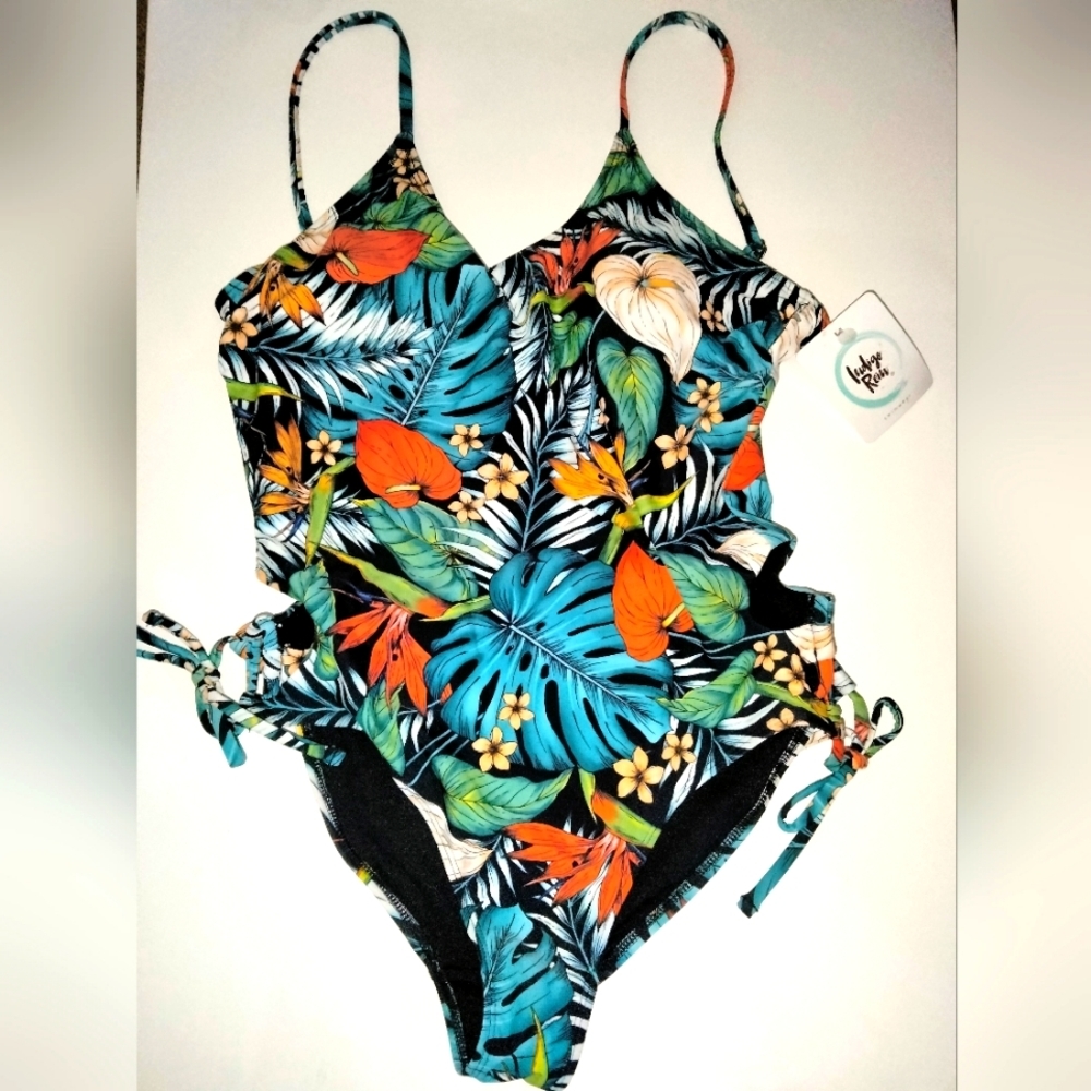 Indigo Rein (Size L) Multicolored "Tropics Party" Full Body Swimsuit (NEW-NWT)